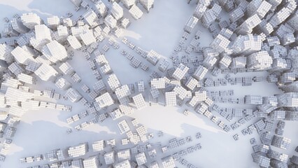 Architecture white background futuristic cityscape aerial view 3d render