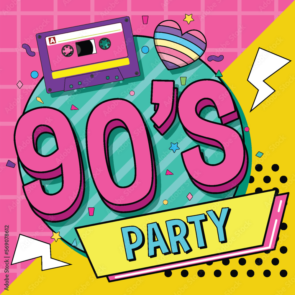 Poster 90s party poster template