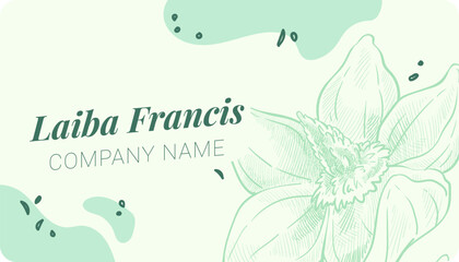 Business card with company name, promo banner