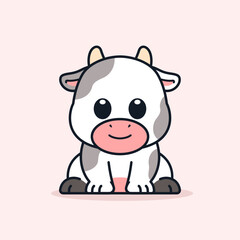 Cute Cow Sitting Down Illustration