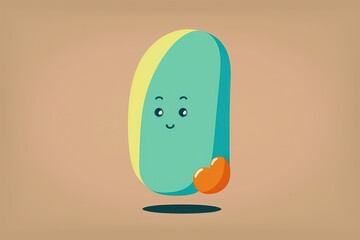 minimalist 2D illustration of a plush jellybean | soft pop | generative AI