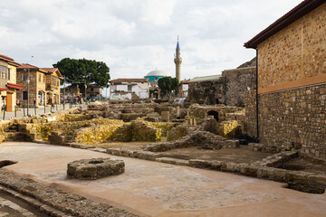 Obraz premium Side old town, Turkey. Side is an ancient Greek city on the southern Mediterranean coast of Turkey.