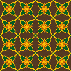 Obraz premium Abstract Hand Drawing Retro Geometric Floral Star Shapes Seamless Ornamental Vector Pattern Isolated Background