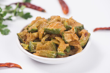 traditional food dried shredded pickled turnip (chopped preserved radish) on white background.