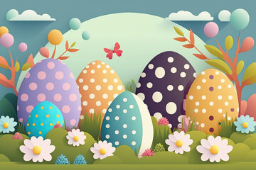 easter background with eggs