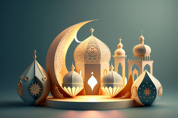 a Ramadan Kareem 3D decoration, Generative AI