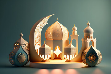 a Ramadan Kareem 3D decoration, Generative AI