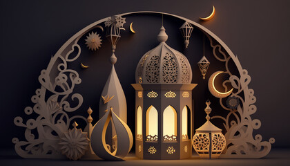 a Ramadan Kareem 3D decoration, Generative AI