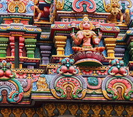 Fototapeta na wymiar The Colorful Hindu Temple in Bangkok , Thailand, 5th February 2023.
