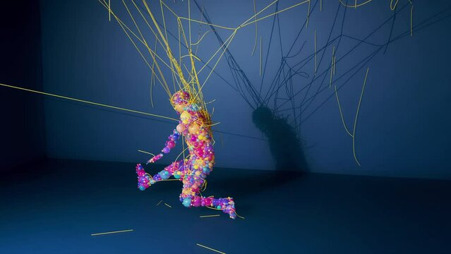 Bubble Man Dancer. 3D Render. 4K Resolution. Animation