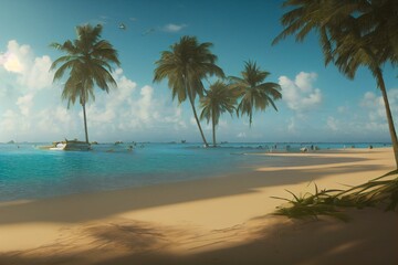 Obraz na płótnie Canvas Tropical carribbean beach. Generative AI