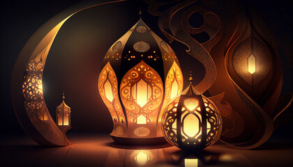 a Ramadan Kareem 3D decoration, Generative AI