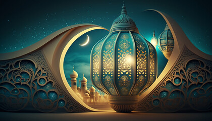 a Ramadan Kareem 3D decoration, Generative AI