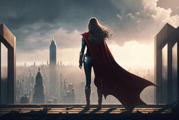 Woman in a superhero costume