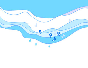 音楽音符　波打ち際で奏でる音楽フレームイメージ