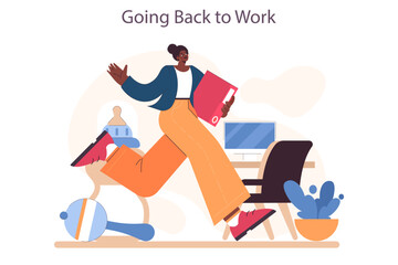 Woman coming back from maternity leave. Mother coming back