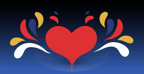 Color concept of Happy Valentines Day horizontal web banner. Modern creative background. Template for celebration.