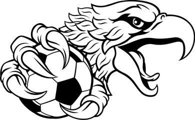 An eagle or hawk soccer football ball cartoon sports team mascot