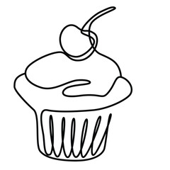 Single continuous line drawing of stylized sweet fresh bake bakery pastry in minimal continuous one line Modern one line draw design vector illustration for cafe or food delivery service