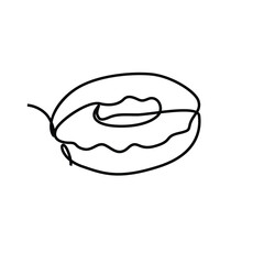 Single continuous line drawing of stylized sweet fresh bake bakery pastry in minimal continuous one line Modern one line draw design vector illustration for cafe or food delivery service