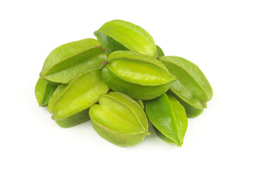 Heap of many starfruits or carambola isolated on white background.
