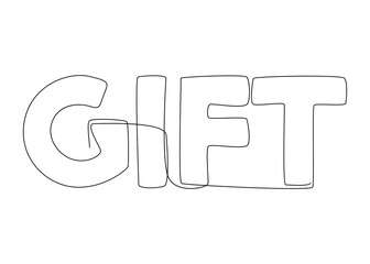 One continuous line of Gift word. Thin Line Illustration vector concept. Contour Drawing Creative ideas.
