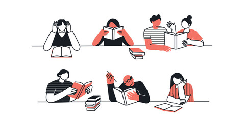 Concept of reading day. People hold a book in their hands. Human character on white background. Flat design style minimal vector illustration.