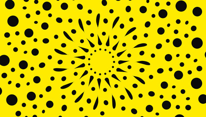 Yellow illustration background with lots of black spots