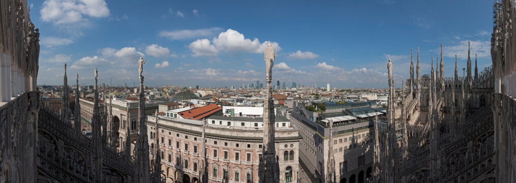 View of Milan cityscape from Cathedral (Duomo di Milano), Milan, Lombardy, Italy