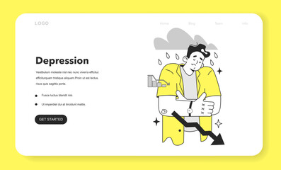 Cycle of investor emotions web banner or landing page.