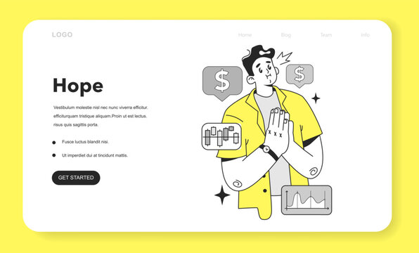 Cycle of investor emotions web banner or landing page.