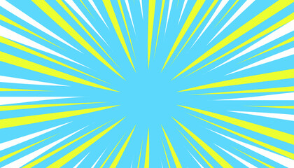 Blue comic illustration background with yellow and white stripes