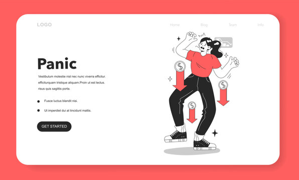 Cycle of investor emotions web banner or landing page.