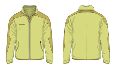 Long sleeve zipper jacket template front and back view