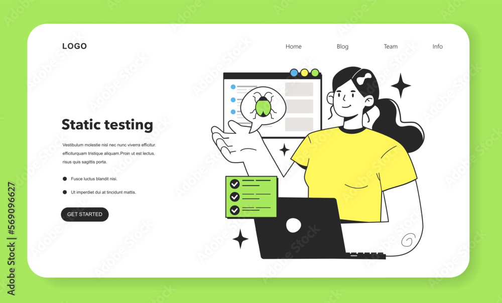 Poster software testing and debugging web banner or landing page. it specialist