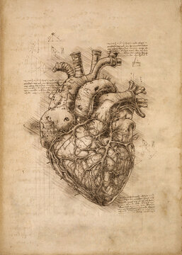 Hand drawn sketch of a human heart