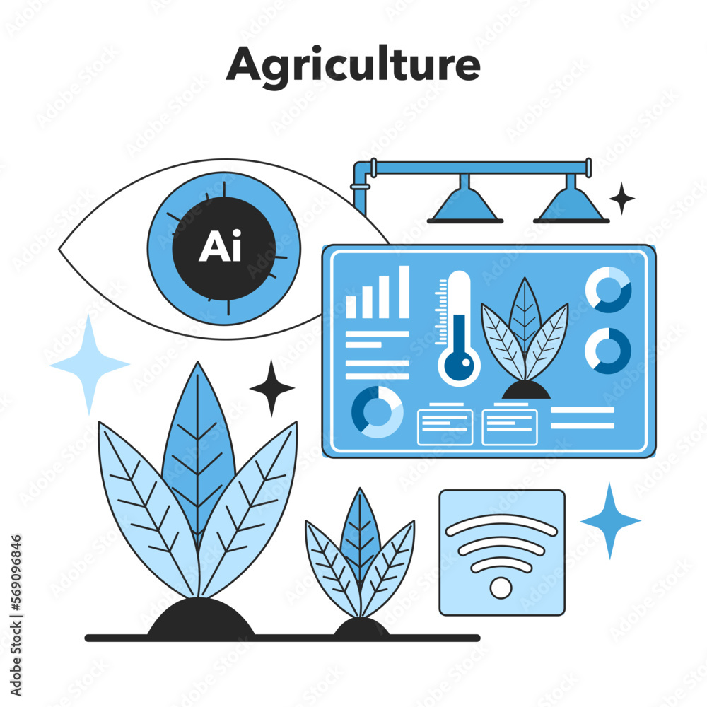 Poster neural network development trend in agriculture. self-learning computing