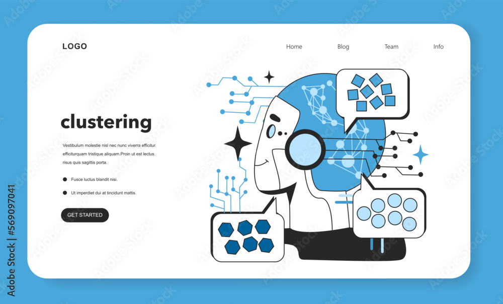 Poster clustering web banner or landing page. artificial neural network