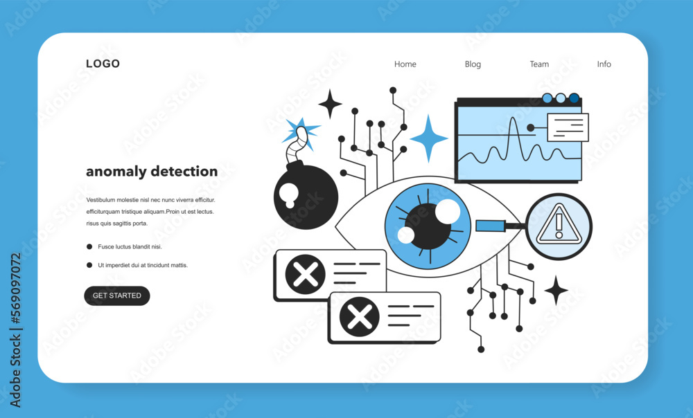 Poster anomaly detection web banner or landing page. artificial neural