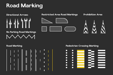 Horizontal road markings set vector illustration design.