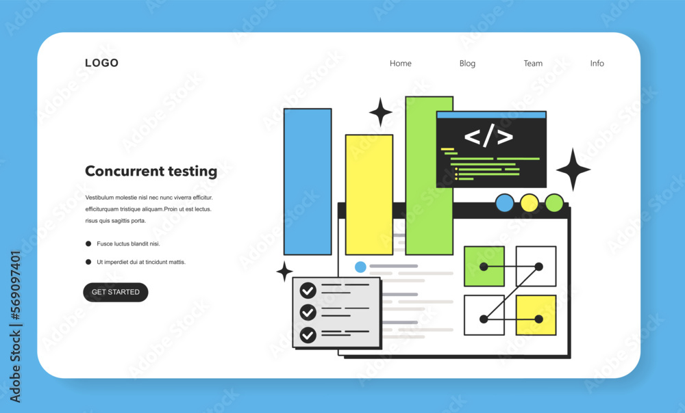 Poster concurrent testing technique web banner or landing page. software
