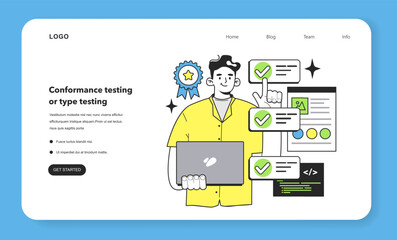 Conformance testing or type testing technique web banner or landing page.