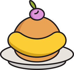 pudding cake, dessert and sweets icon illustration