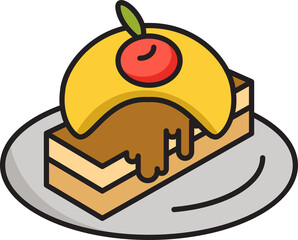 pudding cake, dessert and sweets icon illustration