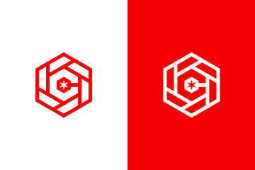 Hexagonal Letter C Logo with Star