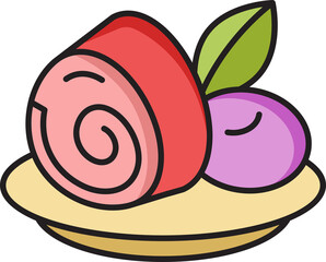 roll cake, dessert and sweets icon illustration
