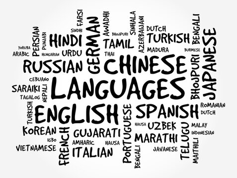 Different Languages of the world, word cloud text concept background
