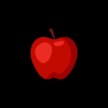 Apple fruits color icon isolated on black background.
