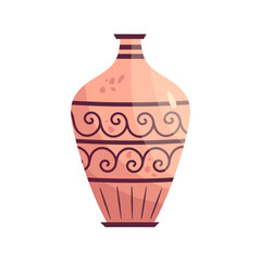 Greek vase ancient jar isolated. Ceramic vase with greek symbol. Cartoon vector illustration. Pottery jar earthenware antique design