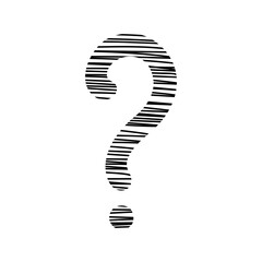 Question mark hand drawn in doodle style, vector illustration. Icon question symbol for print and design. Quiz and Exam concept, isolated element on a white background. Graphic sign ask and fqa